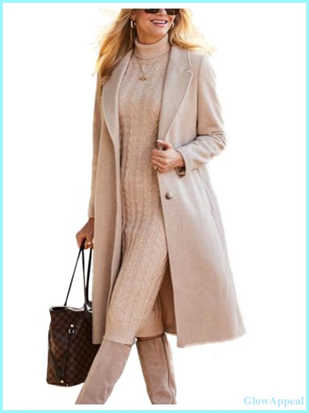 Women's Long Wool Blend Pea Coat Notch Lapel Button Front Fully Lined Winter